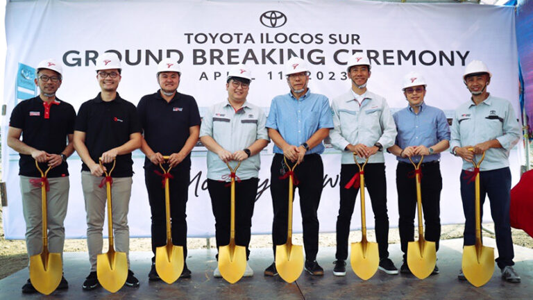 Soon to Rise: Toyota Ilocos Sur (L to R): Randy Ang, Group Sales Manager, Toyota La Union; Richmond So, General Manager, Toyota La Union; Jasper Ong, Executive Vice President, Toyota Dagupan; Pocholo Molina, Supervisor, TMP Dealer Development Department; Rene So, President, Toyota Dagupan; Masando Hashimoto, Senior Vice President, TMP Marketing Division; Bernardino Arevalo, First Vice President, TMP Customer Service Operations Department; Luis Villa, Vice President, TMP Dealer Operations Support Department | Photo by Toyota Press
